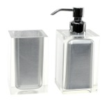 Bathroom Accessory Set, Gedy RA681-73, Silver Finish 2 Pc. Accessory Set Made With Thermoplastic Resins